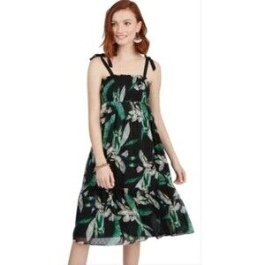 Stella & Dot Lizzie Botanical Dress / Maxi Skirt In Black And Green Size XS